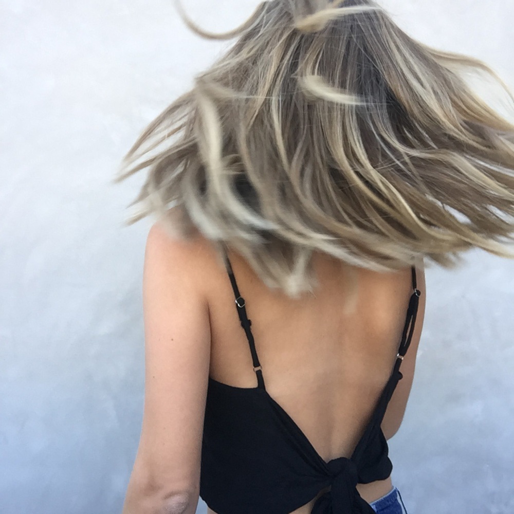 Black tank with open adjustable back